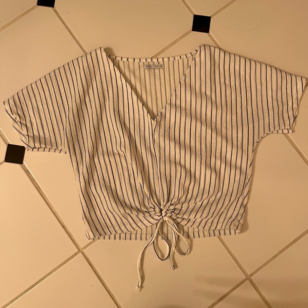 Zara striped cropped tee